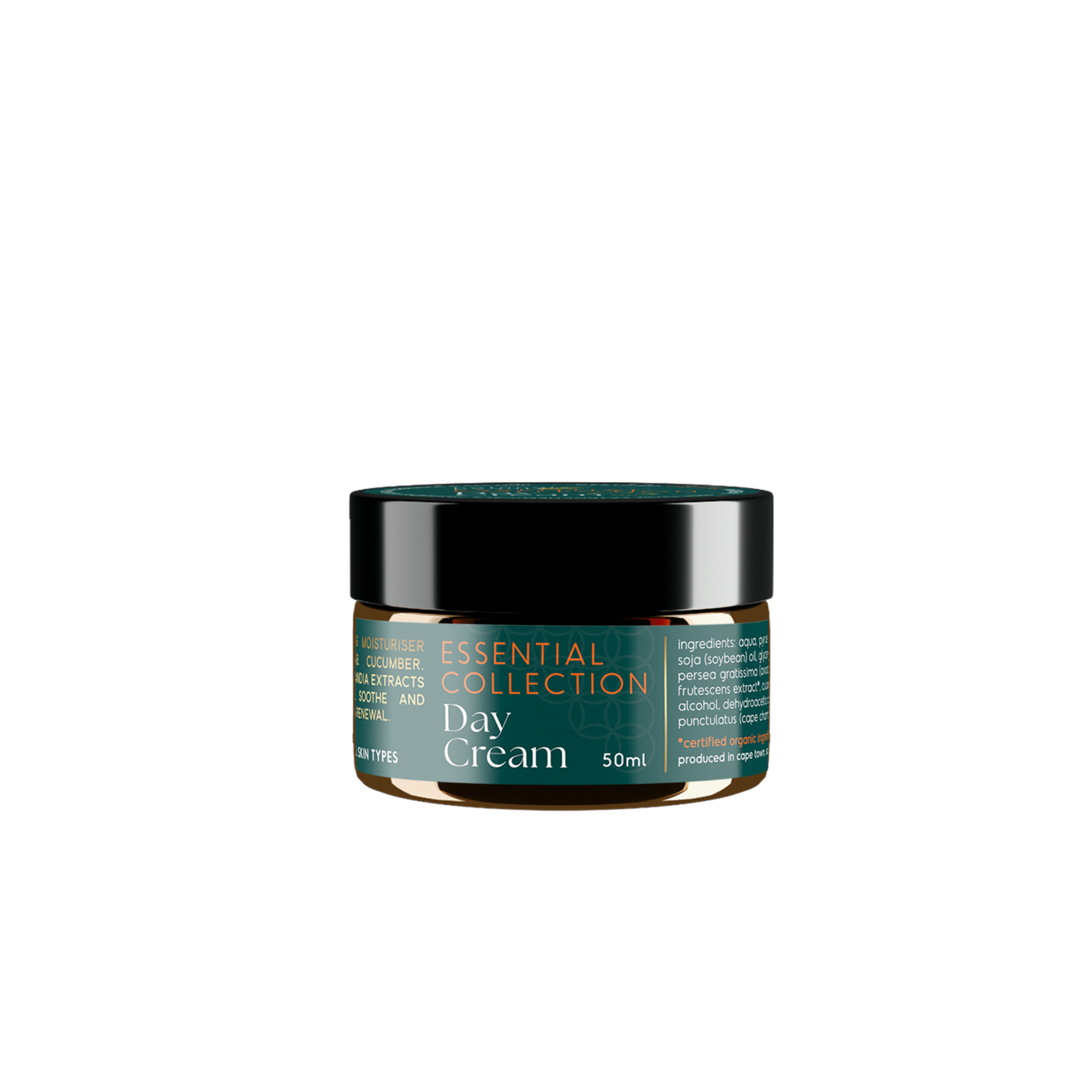 Glass Jar of day cream made with organic ingredients 50ml