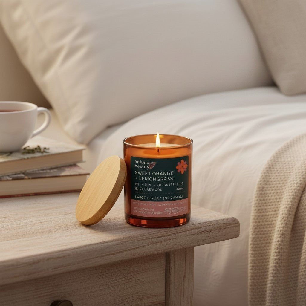 Sweet Orange + Lemongrass Luxury Soy Candle with Hints of Grapefruit & Cedarwood