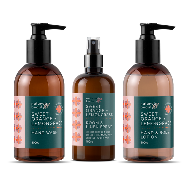 Uplifting Sweet Orange & Lemongrass Gift Set with Hand Wash, Lotion & Room Spray