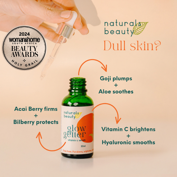 A bottle of Glow Getter Serum with all the ingredients that make it work