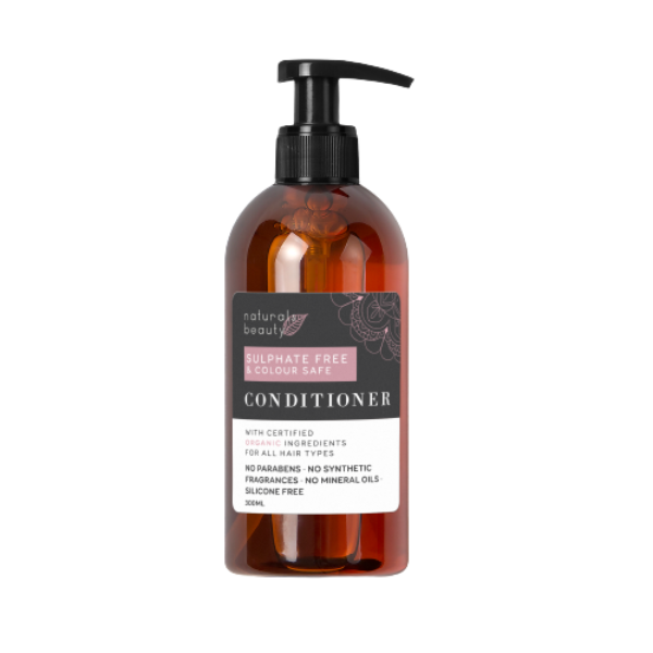 Sulphate free conditioner bottle with pump on a white background