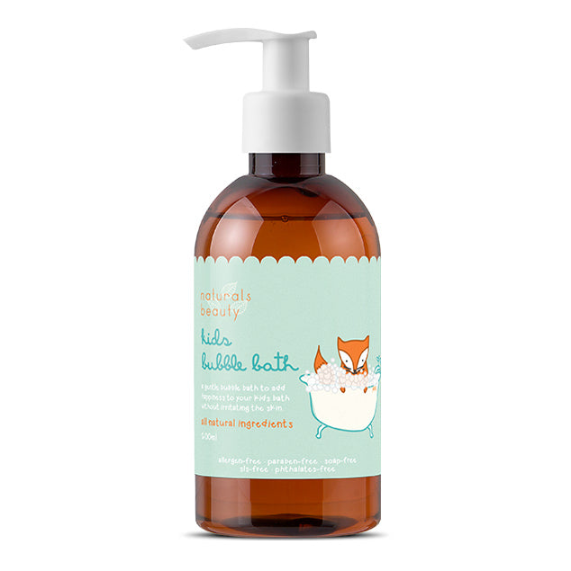 The cooling aloe and rooibos extracts in Naturals Beauty Kids Bubble Bath provide great anti-inflammatory benefits, soothing the skin and keeping it soft and well-nourished. Let the fresh and cheerful aromas of lemongrass and sweet orange lift tired spirits and keep a smile on your little one’s dial.
This foam bath is soap-free and SLS-free