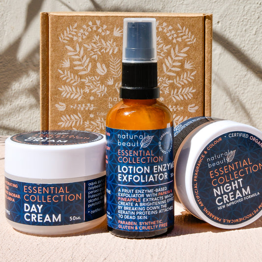 A combination of our top 3 Essential Collection Range products! Day cream, anti-ageing night cream & lotion enzyme exfoliator