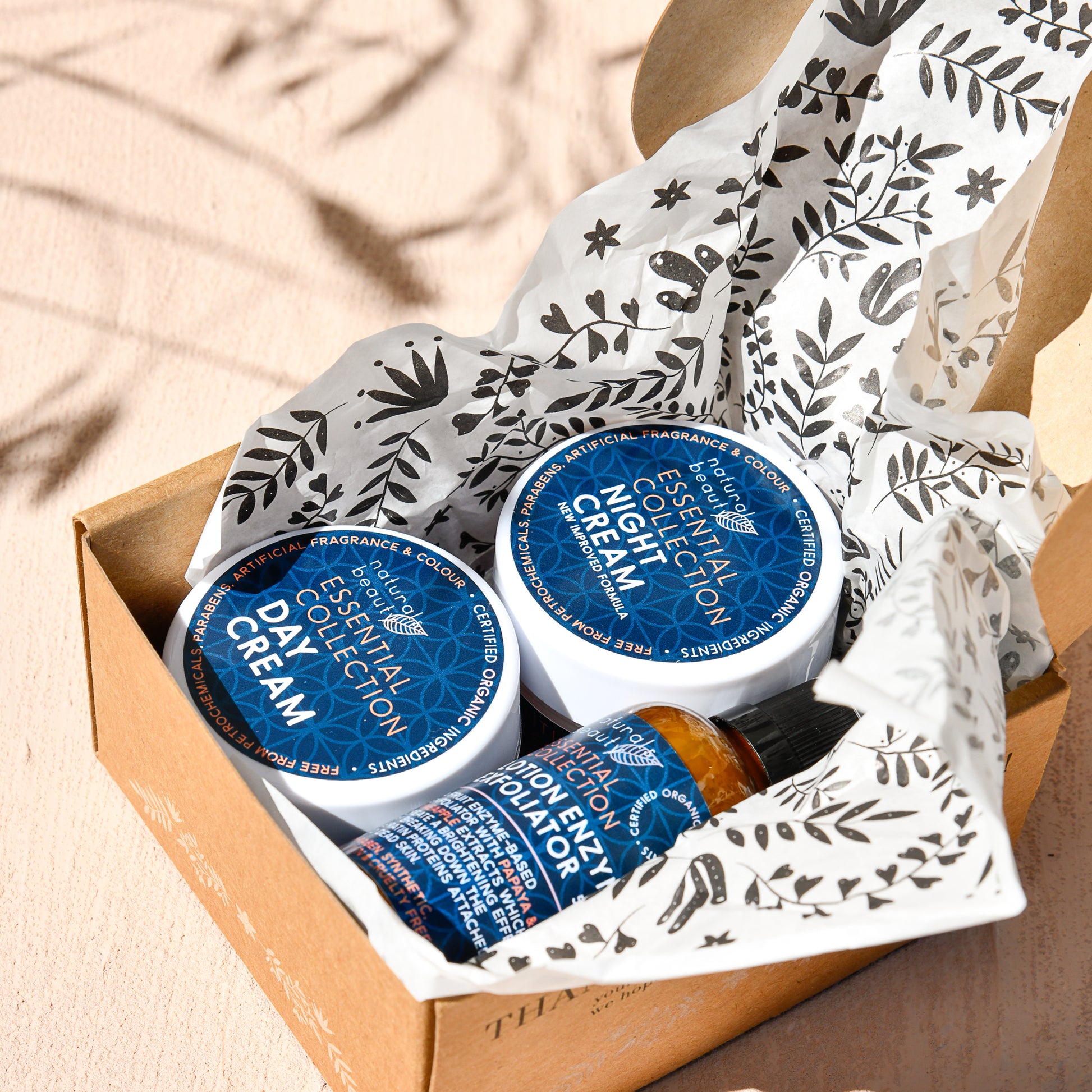 A combination of our top 3 Essential Collection Range products! Day cream, anti-ageing night cream & lotion enzyme exfoliator